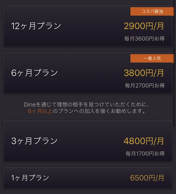 Dine(ダイン)のシークレットモード料金