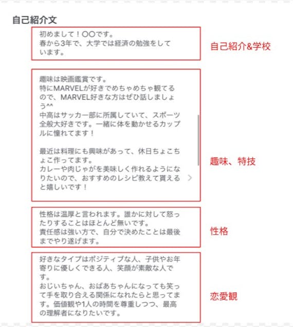 ペアーズの良い自己紹介例(改)